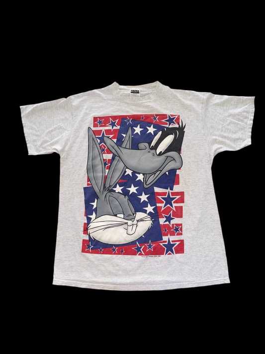 1995 Warner Bros Bugs Bunny & Daffy Duck American Flag Tee – XL