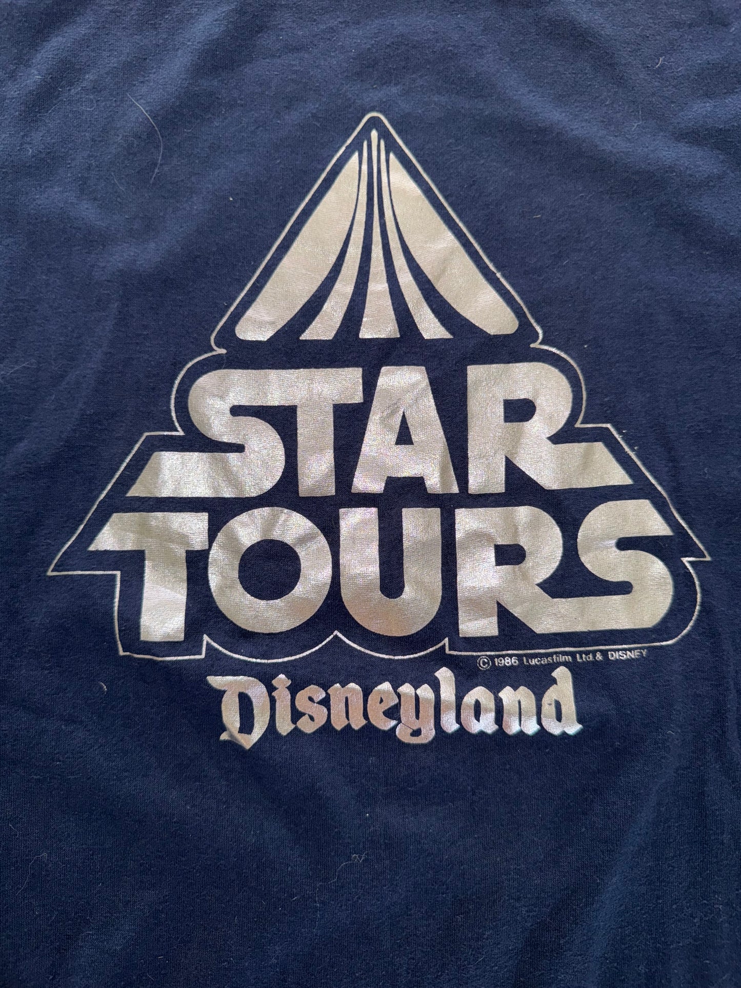 Vintage 1986 Disney Star Tours T-Shirt – Navy Blue – Size Medium – Rare OG Park Merch
