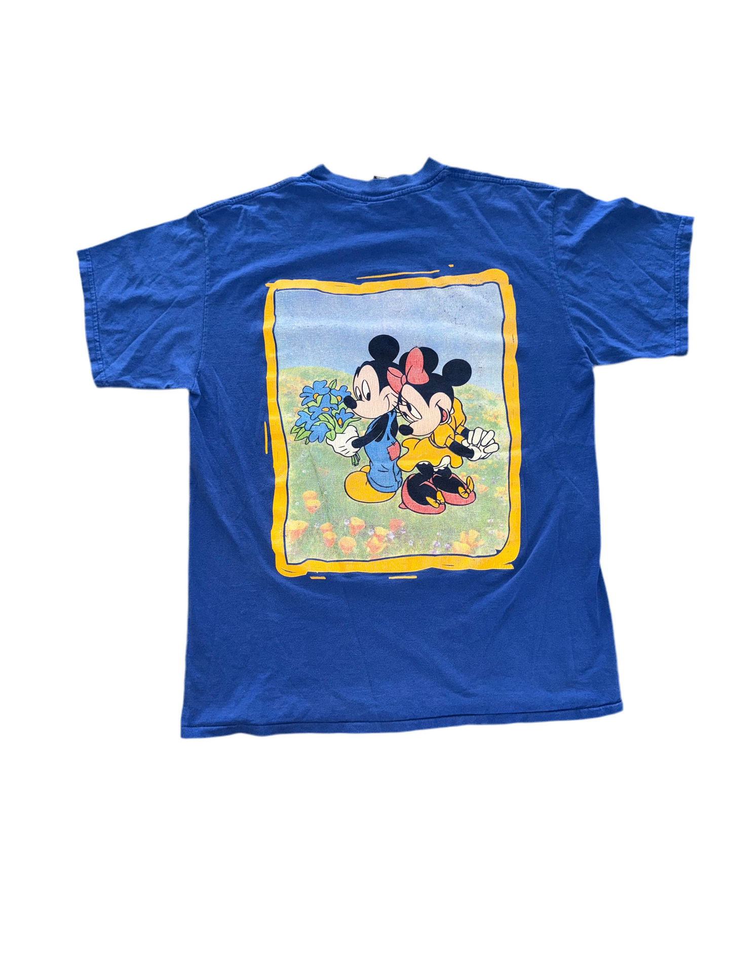 Vintage 1990s Mickey & Minnie Mouse Floral Tee – Double-Sided Print (L)