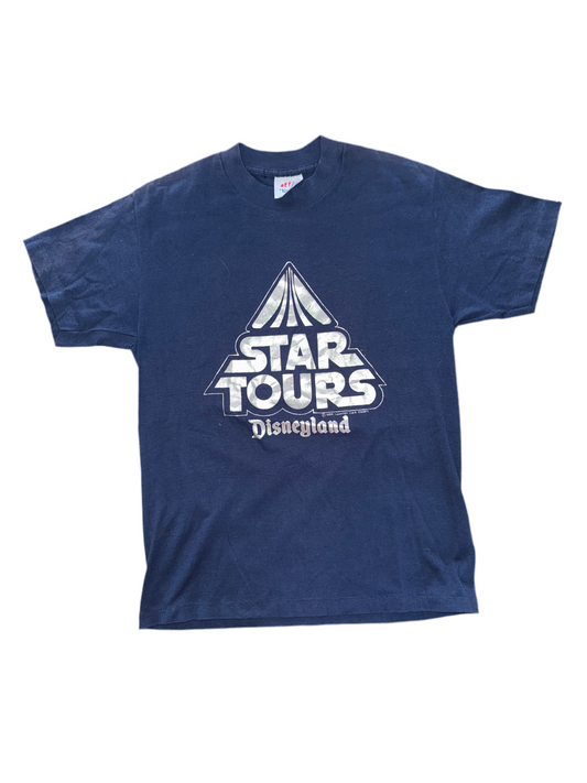 Vintage 1986 Disney Star Tours T-Shirt – Navy Blue – Size Medium – Rare OG Park Merch