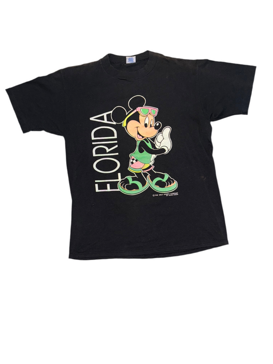 Vintage Mickey Mouse Beach Team Florida T-Shirt – Velva Sheen – Made in USA – Size L (Fits M)