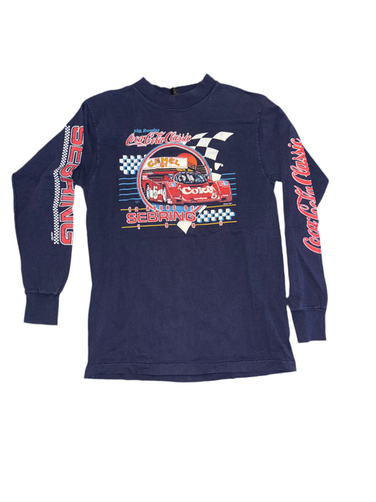 Vintage 1986 Coca-Cola Racing Long Sleeve Shirt Sebring 12 Hours Camel GT IMSA Anvil Tag USA