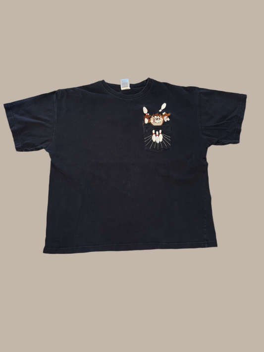 Vintage 1999 Taz Embroidered Pocket T-Shirt – XL – Warner Bros. Studio – Bowling Graphic Tee